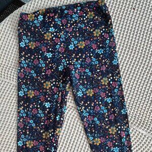 LuLaRoe Floral on Blue Leggings Size L